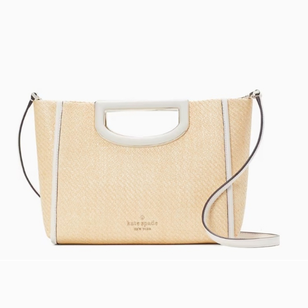 Kate Spade Aelxia Woven Cream Crossbody Bag